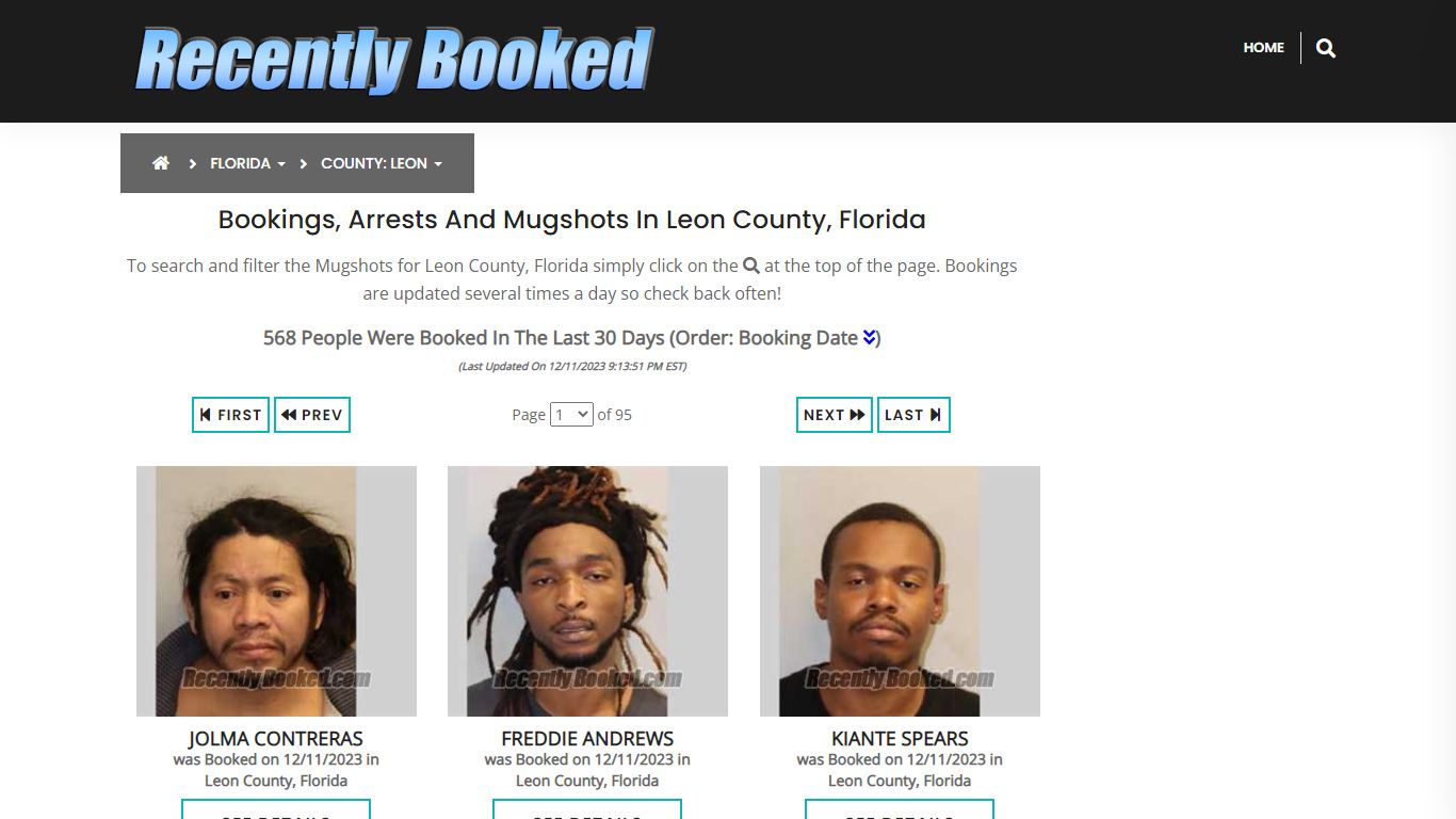 Recent bookings, Arrests, Mugshots in Leon County, Florida